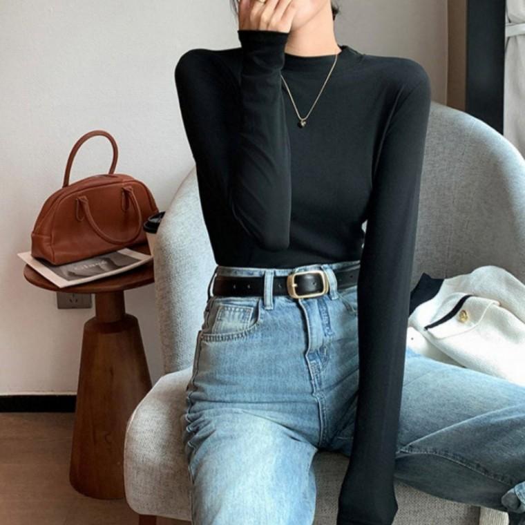 슬림핏 사계절 스트릿긴팔티 여성 레이어드 여름긴팔티 여성티셔츠 티셔츠