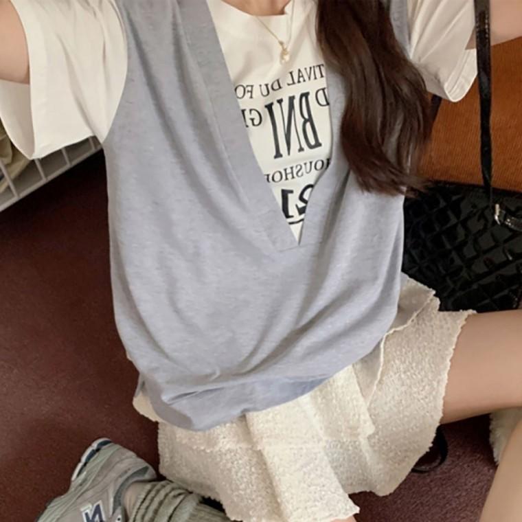 입술넥티 여자반팔면티 여성티셔츠 여름 롱티셔츠 카라티 캐쥬얼룩 반팔티셔츠