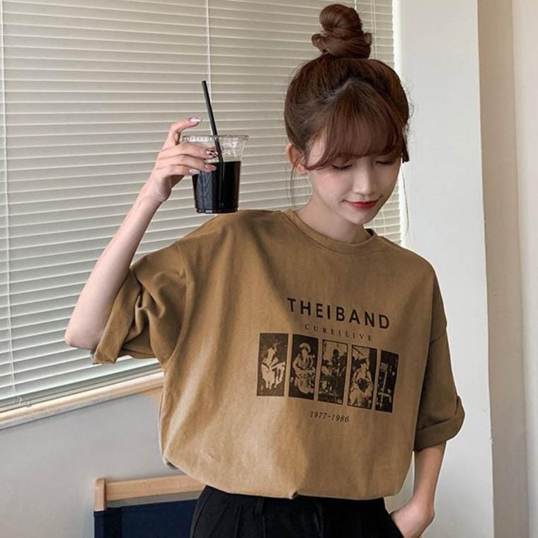 세미크롭 영문프린팅 여성라운드반팔티 패션아이템 크롭티 여자여름니트티