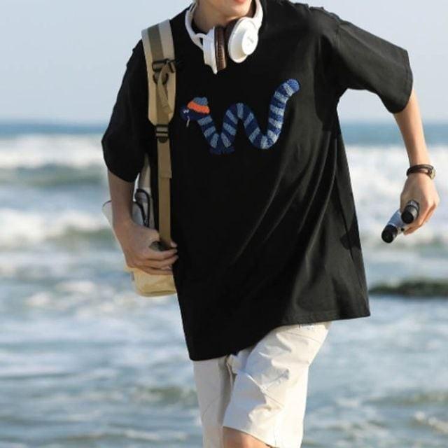 캐주얼반팔티 여유핏 남성반팔티 데일리티셔츠 귀여운 여름티셔츠 스타일