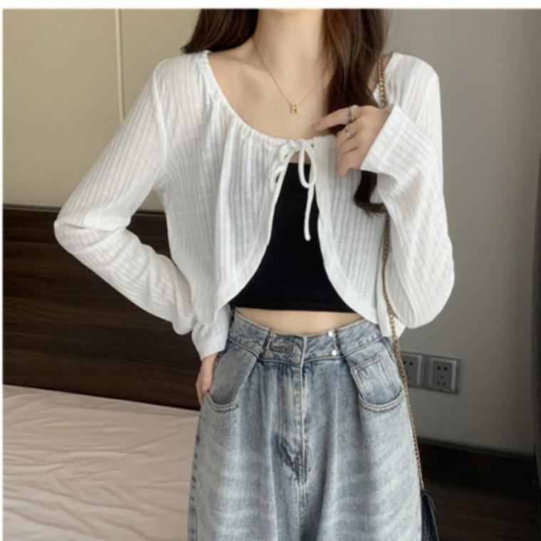크롭 데일리 볼레로 개강룩 여성봄 스트링 얇은 간절기 봄 여성가디건 여름 가디건 골지