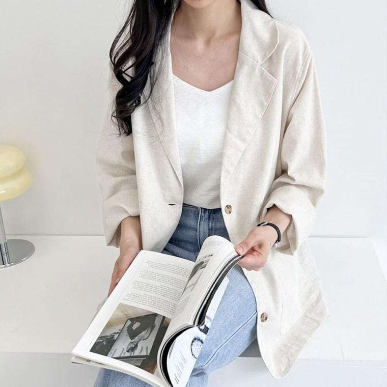 여름 캐주얼재킷 여성자켓 정장재킷 가을재킷 오버핏 여성 린넨 봄