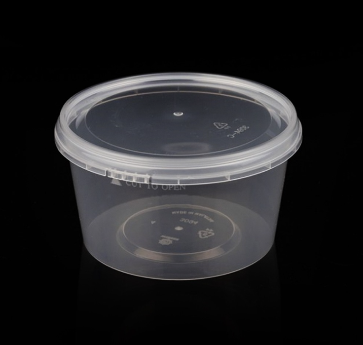 [TONG] PP소재 다회용 원형 잠금용기 E-3094 (투명/PP/400ml) 500개 [BR]