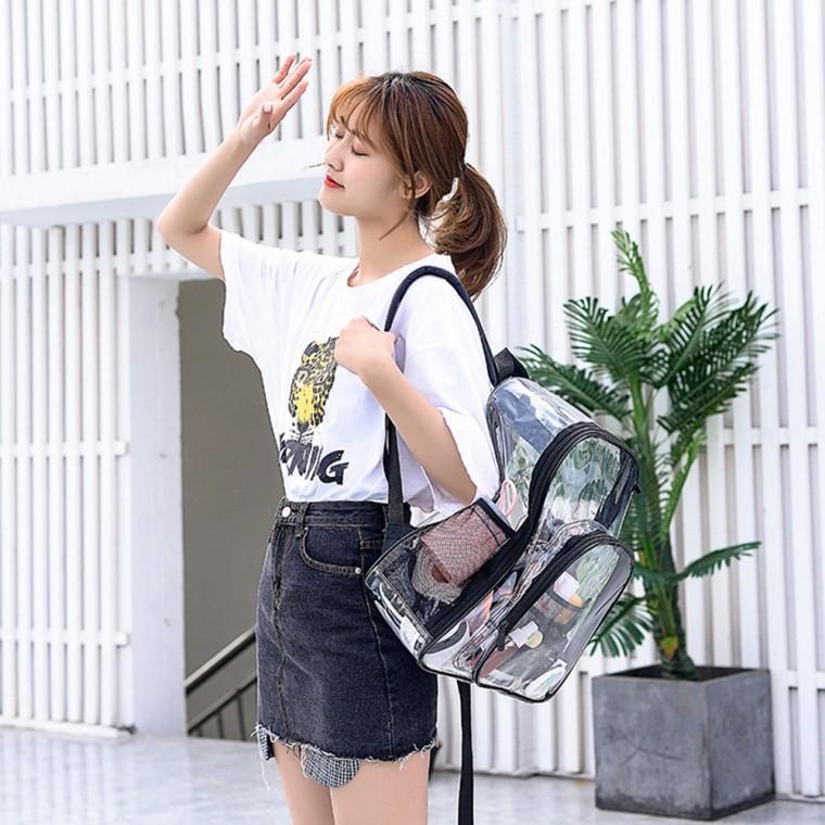 백팩 가벼운백 여성 클리어 가방 미니 블랙 수납 데일리백 투명 여름 여행
