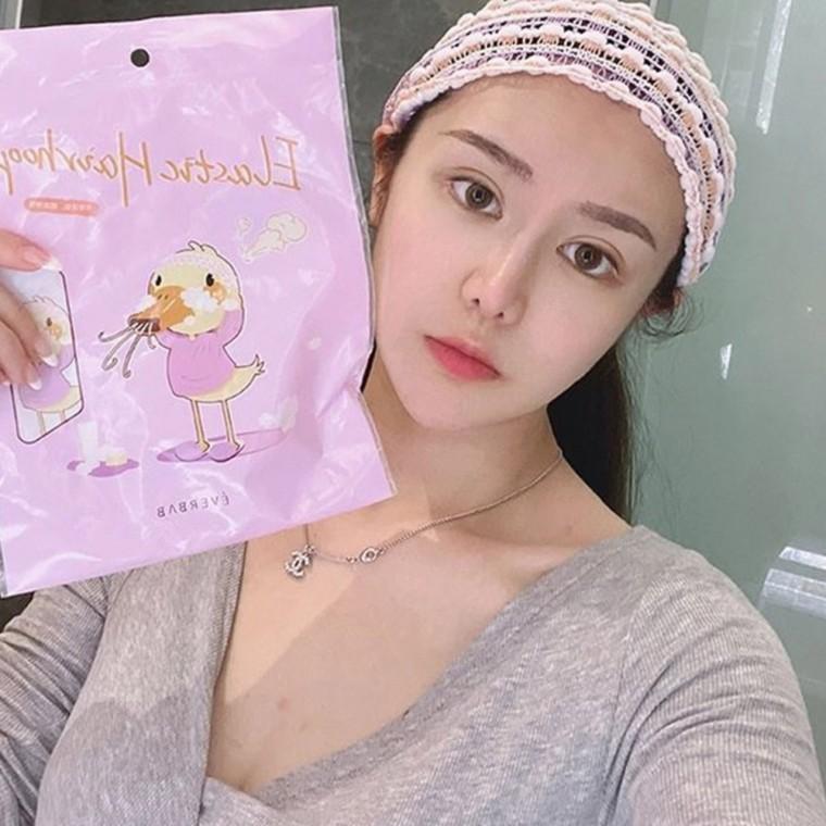 머리띠 퍼플 샤워캡 헤어밴드 니트형 세안