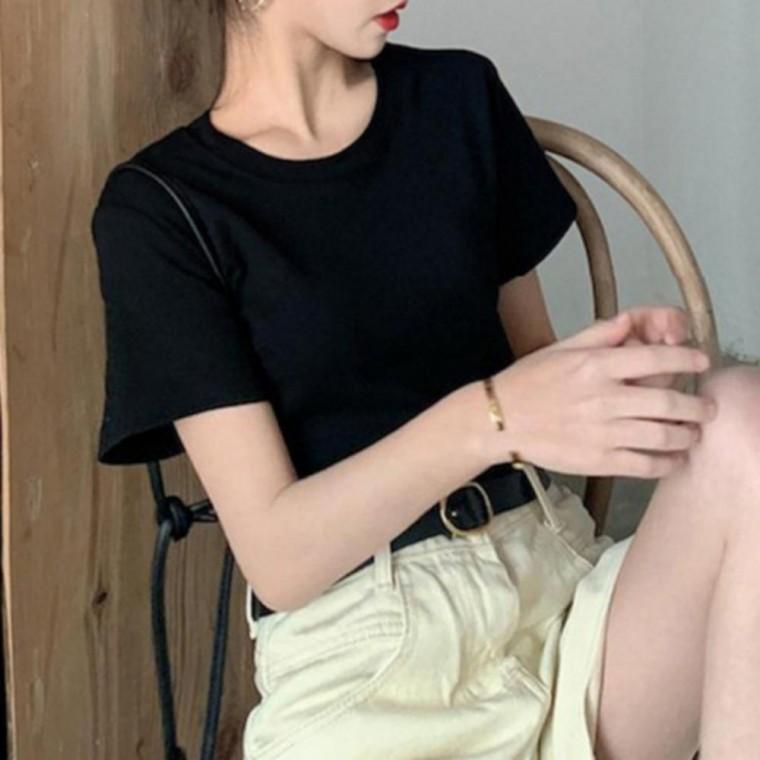 여자 무지 기본 반팔티 슬림핏 여성 여름 반팔 티셔츠