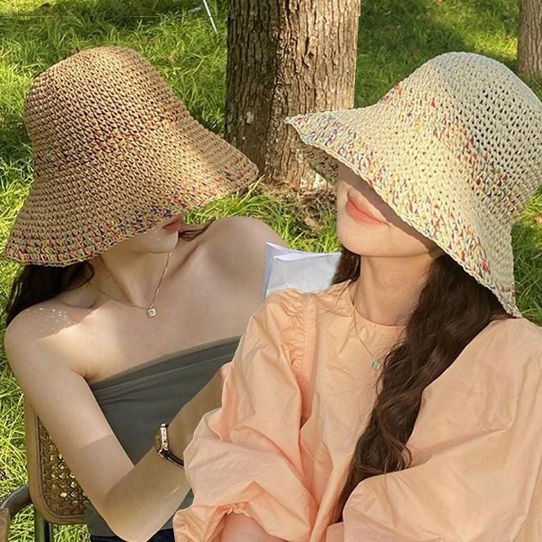버킷햇 여름 왕골 밀짚 벙거지 버킷햇 모자 여성 왕골모자 밀집모자 휴양지모자 여자 휴가모자 버킷햇