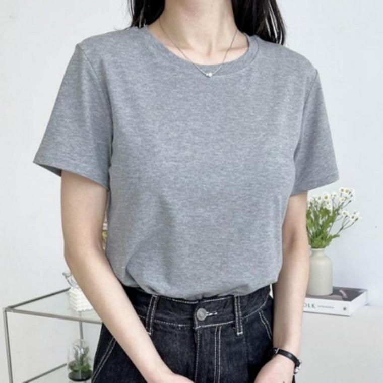여자 여성 이너 반팔 티셔츠 반소매 봄 여름 가을 기본 베이직 데일리 캐주얼 무지 일상 심플 라운드넥