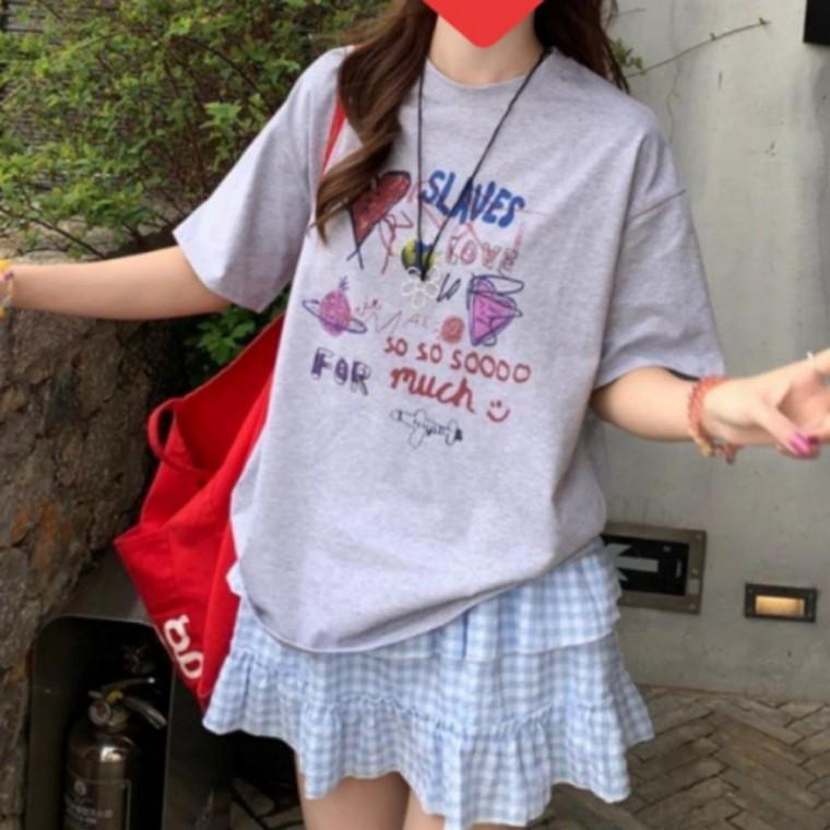 여성 귀여운 캡소매 반팔 티셔츠 여름 데일리 상의