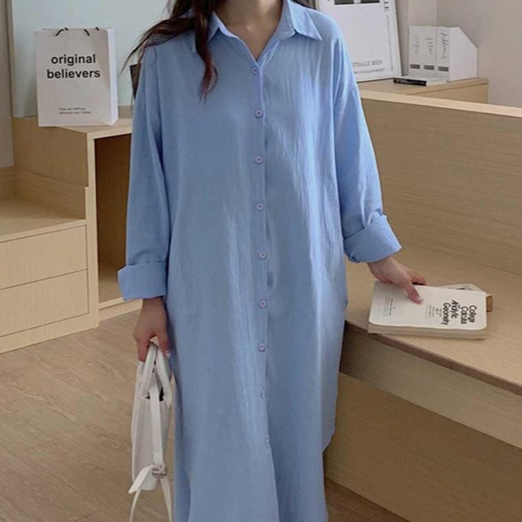 셔츠원피스 클릭유도 카라 롱 원피스 코디 여성 여름 여행룩 캐주얼