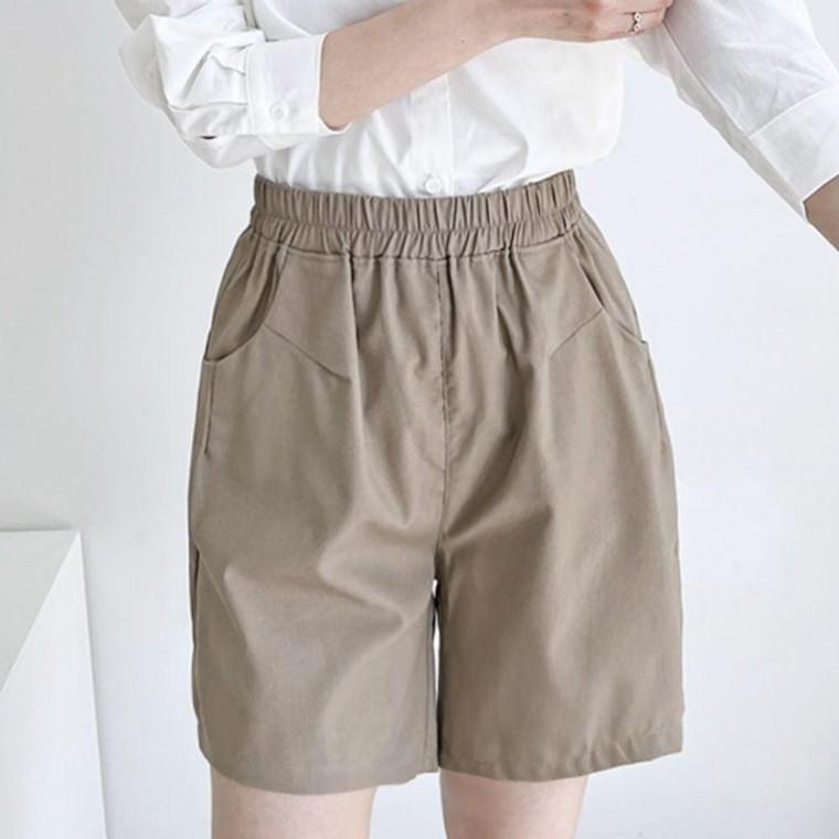 린넨팬츠 클릭유도 베이직 밴딩 반바지 여성 여름 여성반바지 쇼츠
