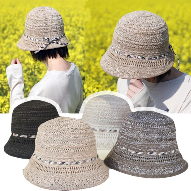 준캡 봄 여름 가을 체크끈메쉬버킷햇 밀짚모자 자외선차단 돌돌이 벙거지 여성 여자 모자 버킷햇