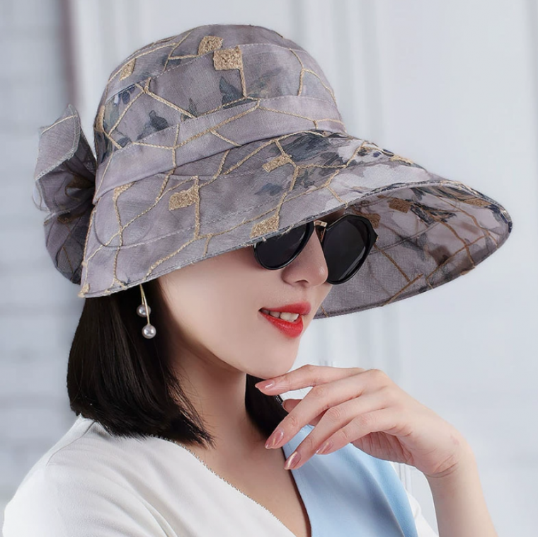여성 중년 아줌마 할머니 여름 린넨 벙거지 챙넓은 여성모자