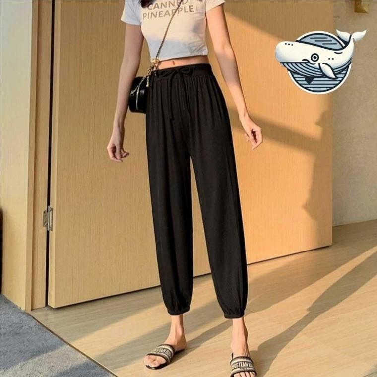 우아한 여성 조거팬츠 여름 데일리 바지 아이스 여성 편한 통 카고 조거 핀턱와이드 세미 옆지퍼슬랙스