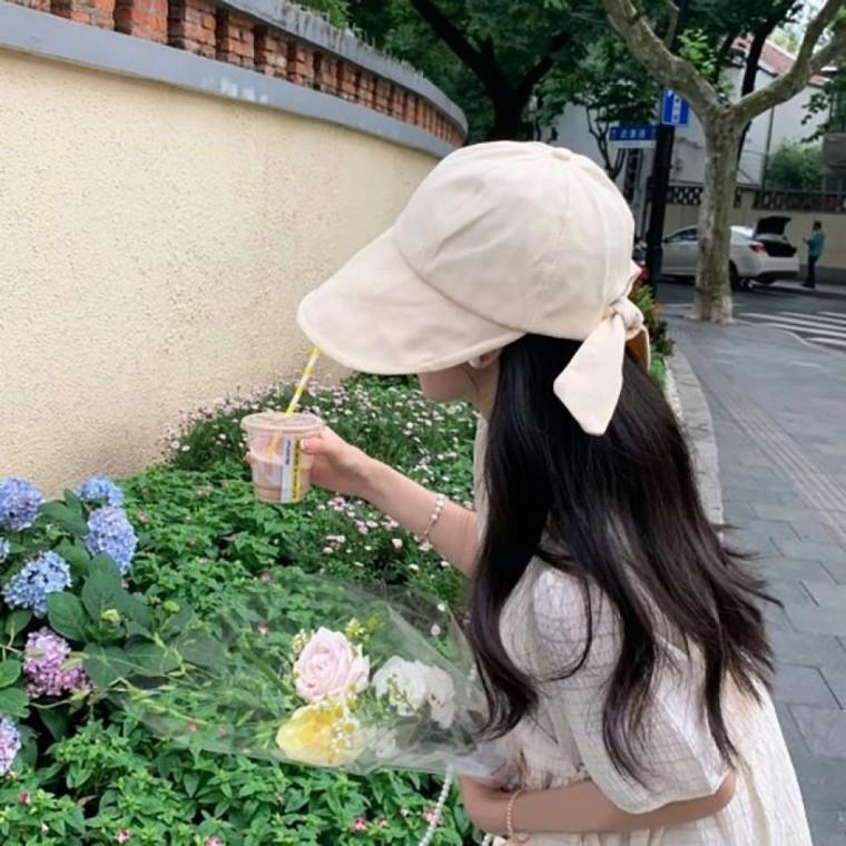챙 여성 리본 자외선 봄 모자 캡 면 백 여자 여름 사파리