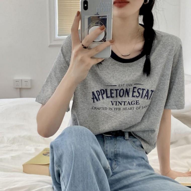 상의 배색 영문 반크롭 반팔 color 레터링 여름 여성 프린팅 여성티셔츠