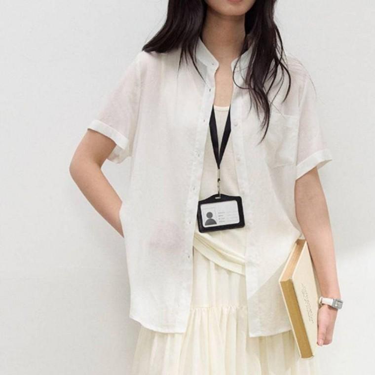여성 린넨 블라우스 반팔 셔츠 여름 캐주얼 단추 남방 티셔츠 반팔티 여자 기본티