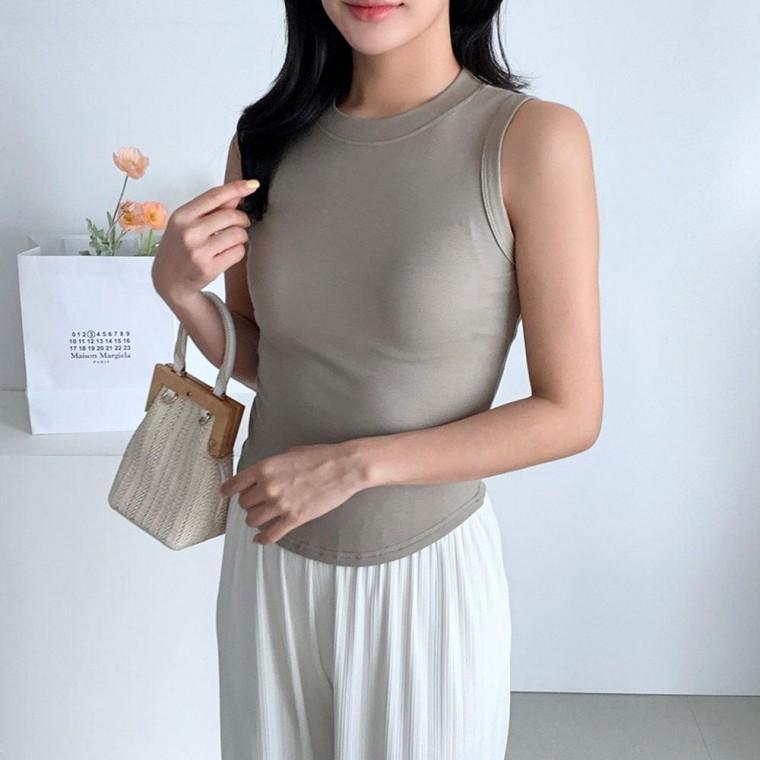 여자 여름 간편 이너 착용감 좋은 슬리브리스 민소매 나시 여성 끈나시 와플면 라운드