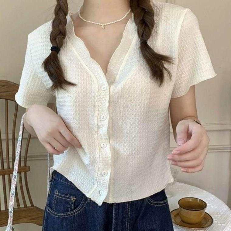 여자 여름 반팔 블라우스 여성 브이넥 브라우스 white 셔츠블라우스 셔링 예쁜
