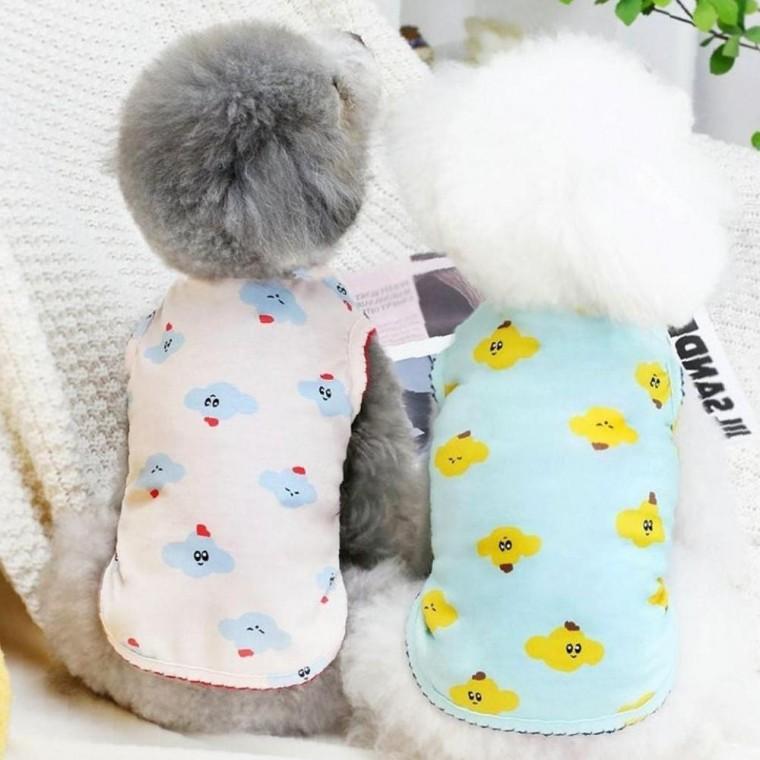 강아지옷 2컬러 러블리 뭉게구름 반려견 여름 나시티셔츠