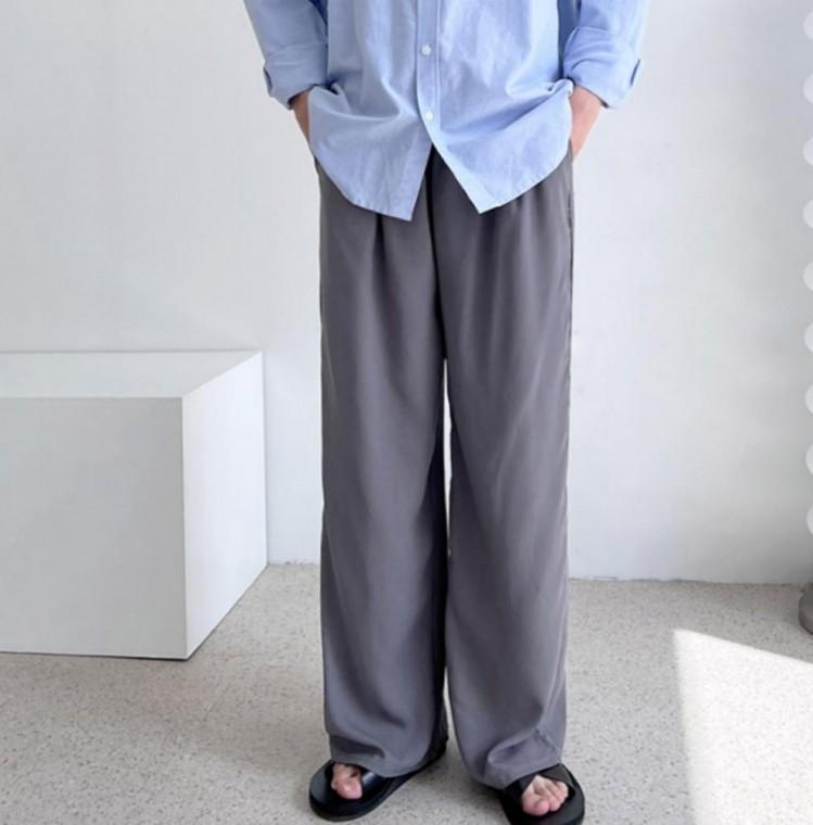 남성 여름 데일리 린넨 핀턱 주름 와이드팬츠 바지
