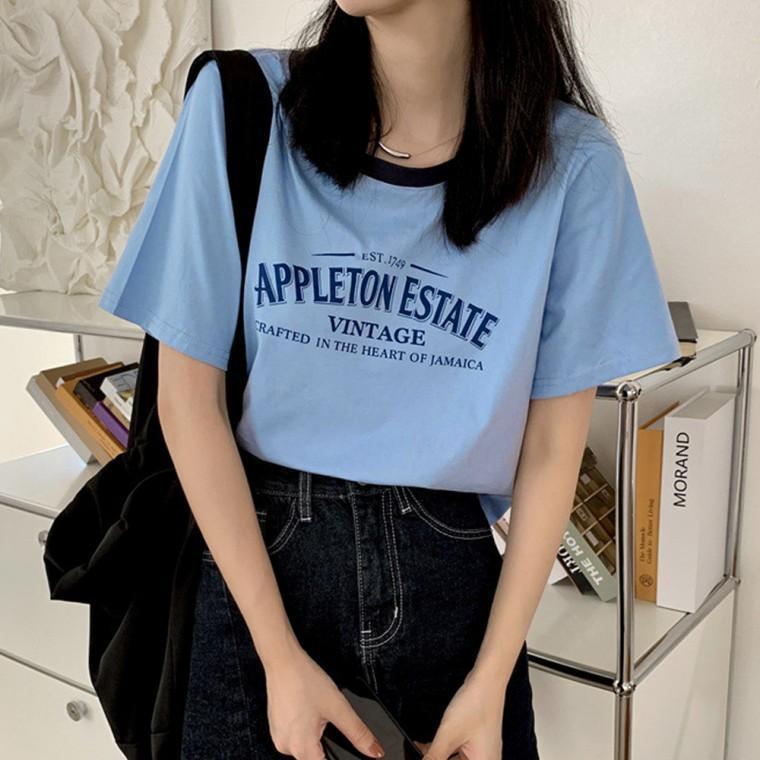 여성 세미 크롭 라운드 여름 예쁜 반팔 티 셔츠