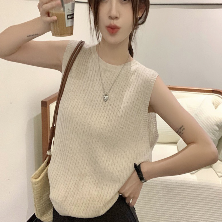 슬리브리스 크로스탑 여자 여름니트 반팔 민소매 나시