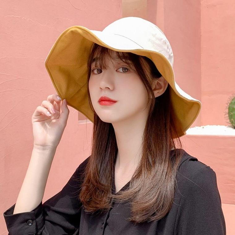 여성 플라워 양면 챙모자 여름모자 벙거지모자