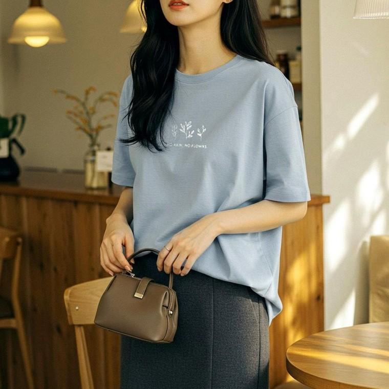여성 프린팅 반팔 루즈핏 여름 티셔츠 자켓 이너