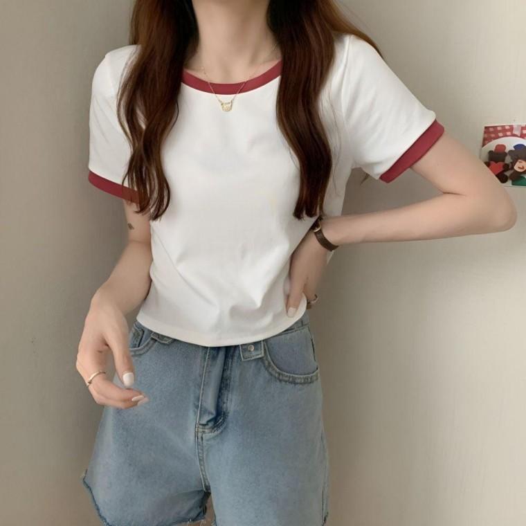 데일리 무지 크롭 반팔티 여성 의류 봄옷 여름옷 가을옷 데이트룩 나들이룩