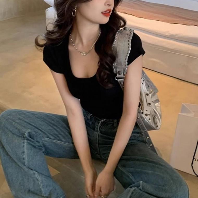 캡소매 여름반팔티 크롭 기본반팔티 반팔티셔츠 심플 6컬러 여자크롭티