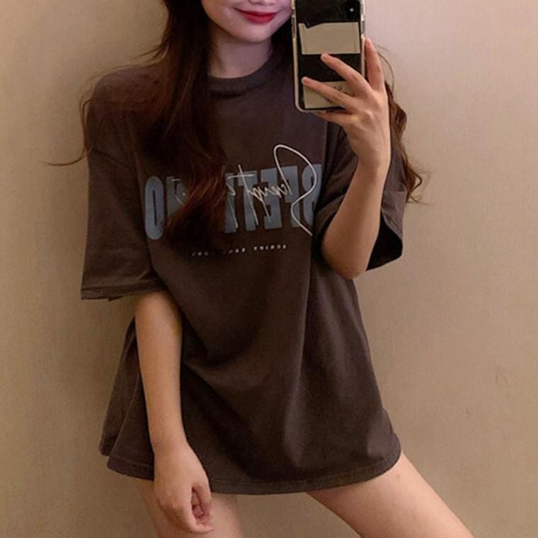 편한 레터링티셔츠 2컬러 여성 오버핏반팔티 여름티셔츠 영문 반팔티셔츠