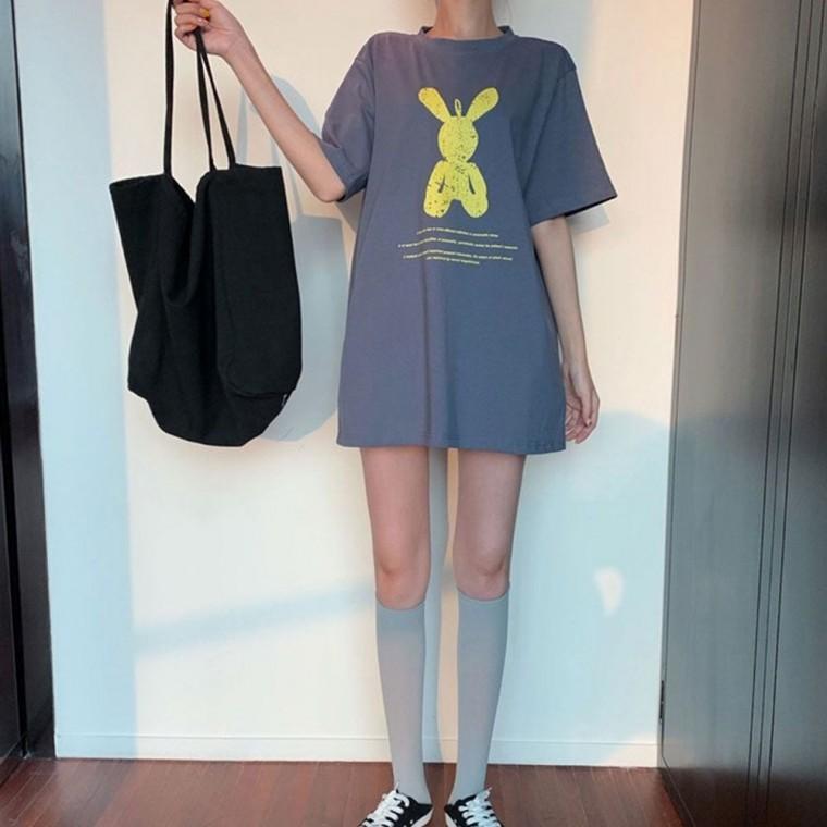 오버핏티셔츠 셔링티셔츠 반팔티셔츠 프린팅 루즈핏티셔츠 여성여름티셔츠