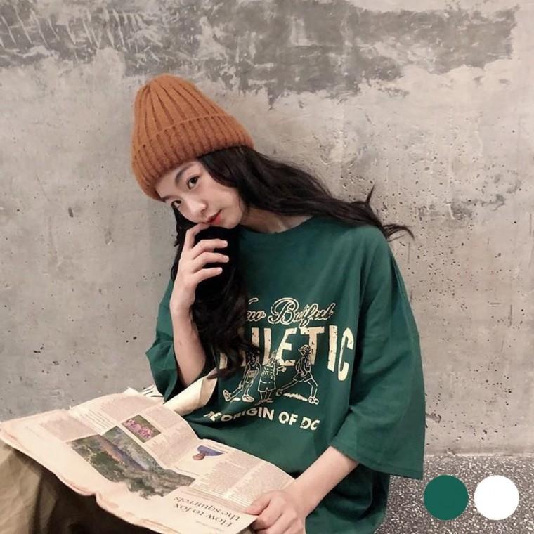 빈티지 프린팅 오버핏 티셔츠 여성 여름