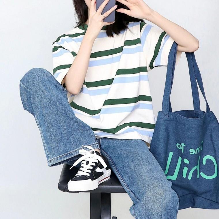 반팔 숏슬리브 루즈핏면티 숏 캐주얼반팔 반팔티 여성면티 여름반팔 배색