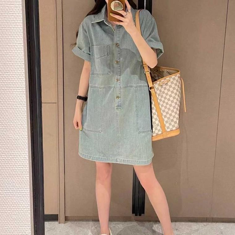 반팔원피스 바캉스원피스 여름원피스 하객원피스 데님 여성정장원피스 카라넥