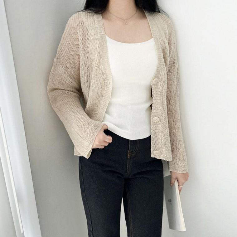 여자 루즈핏 여름 그물 가디건 패션 데일리 웨어
