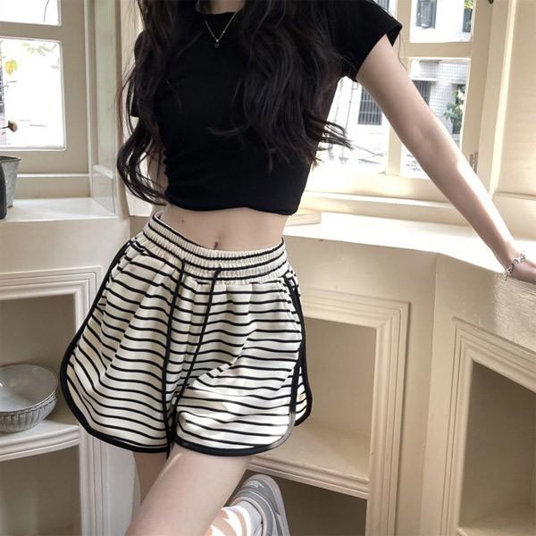 여성 기본 여름바지 시원한 스트라이프 데일리 반바지