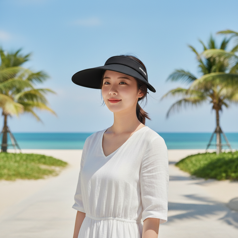 여성용 자외선 차단 챙넓은 썬캡 모자 여름용 턱끈 캡모자