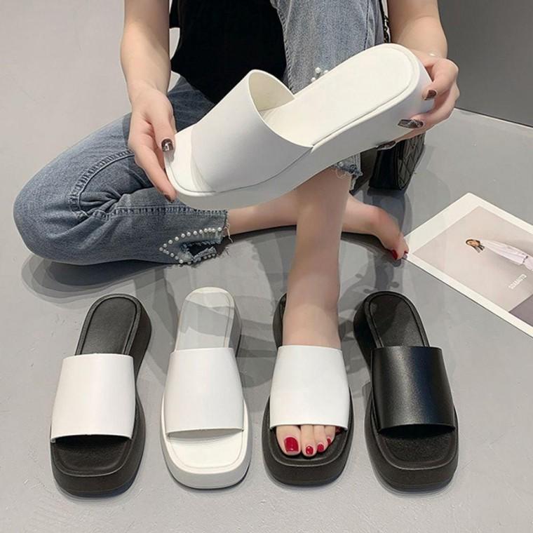 여성 사무실 슬리퍼 중굽 편한 신발 쿠션 실내화 실내화 회사 발편한 실외 여름 신발 통굽 직장인