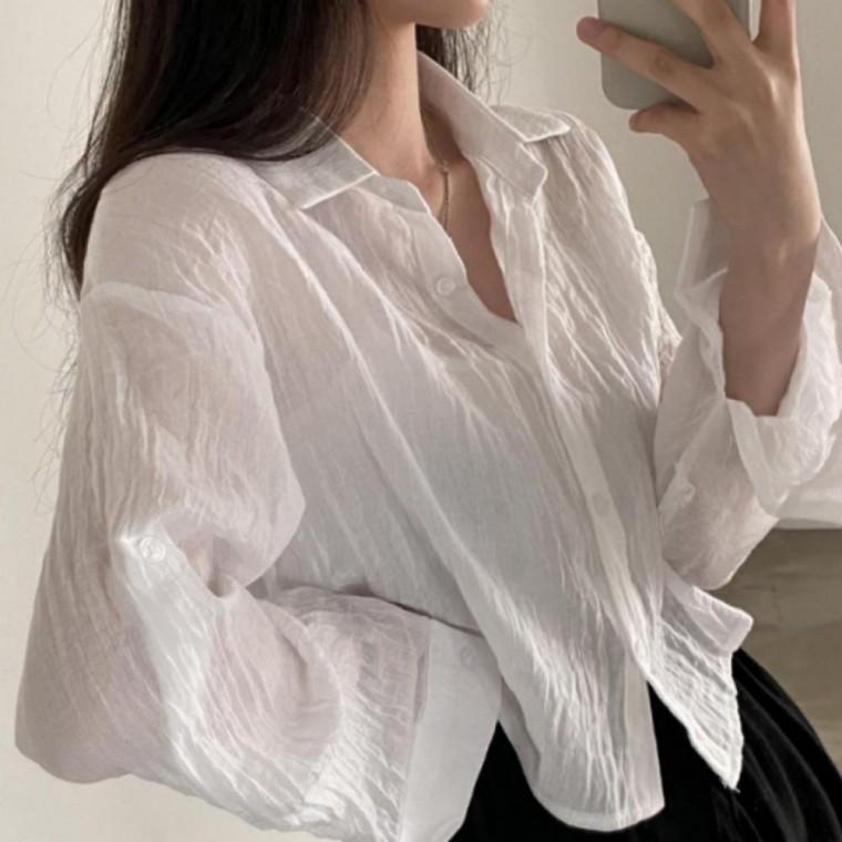 셔츠 셔츠 속비침 바캉스 남방 3컬러 긴팔 여성 여름 레이어드 시스루 블라우스
