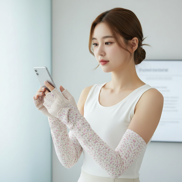 여성 여름 냉감 쿨토시 자외선 차단 운전용 스마트폰 터치 가능한 팔토시 1켤레