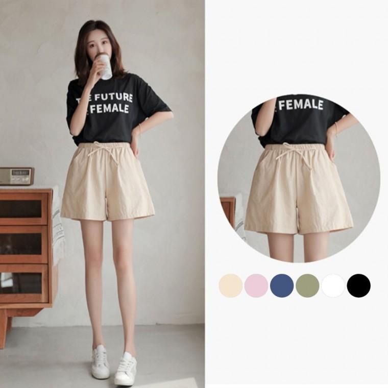 여자 휴양지 숏팬츠 반바지 허리밴딩 여름 린넨