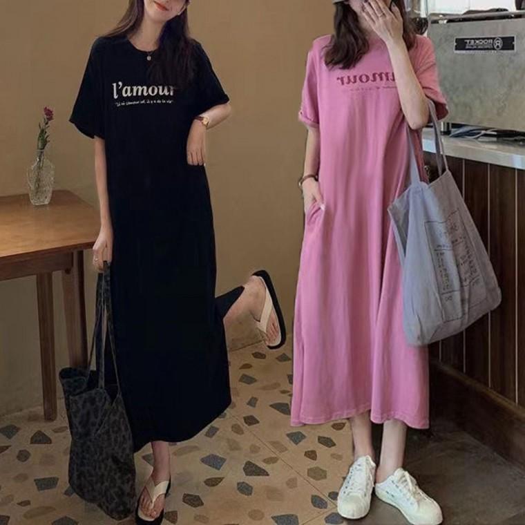 여름 등원룩 편한 외출복 반팔 롱원피스 데일리 여자