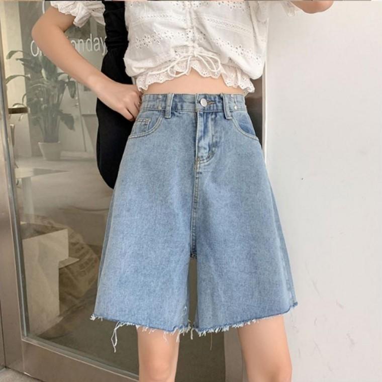 데님반바지 여름 사이즈조절 클립 여성 청반바지