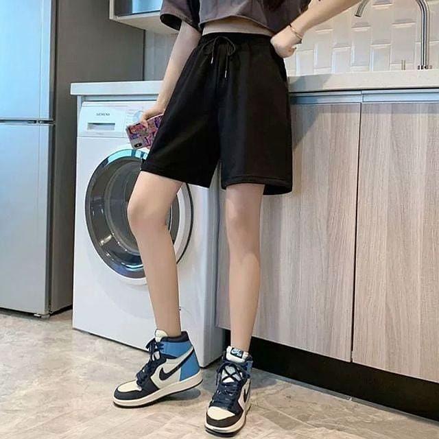 2색 반바지 추리닝 여름 하의 하프팬츠 와이드핏 밴딩 여성