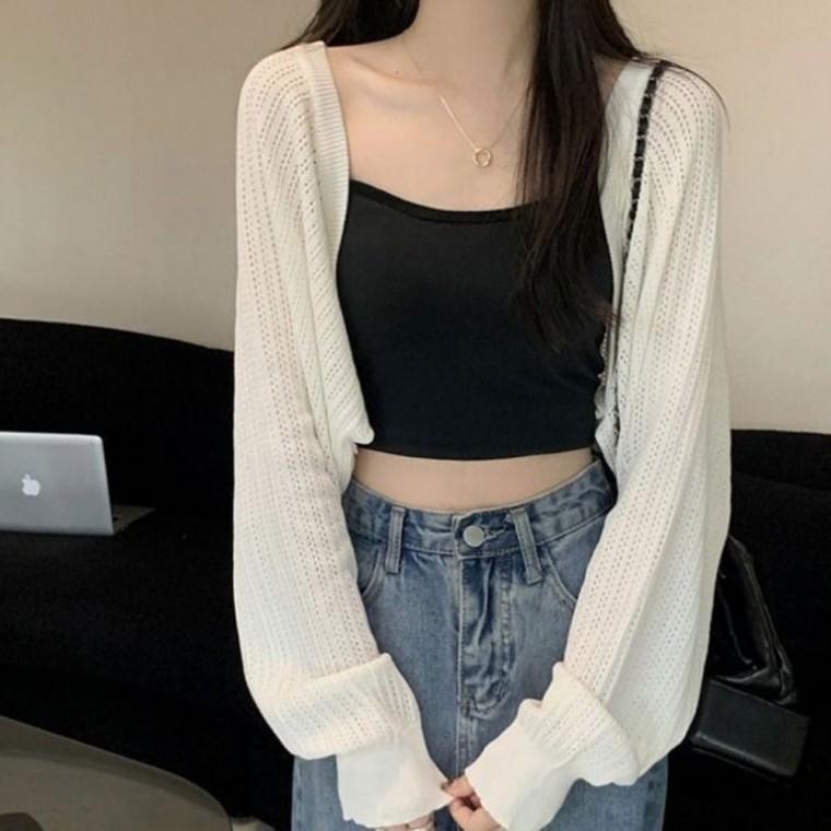 시원한 얇은 가디건 외출용 볼레로 여성 펀칭 여름