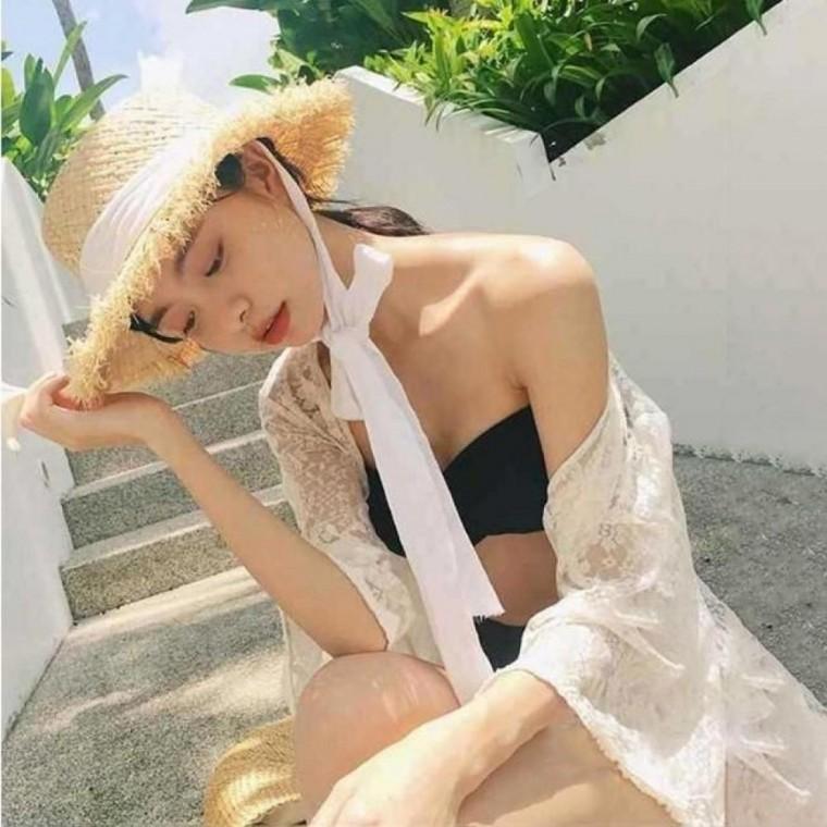 면 끈 리본 라탄 왕골 여름 모자 밀짚 여성