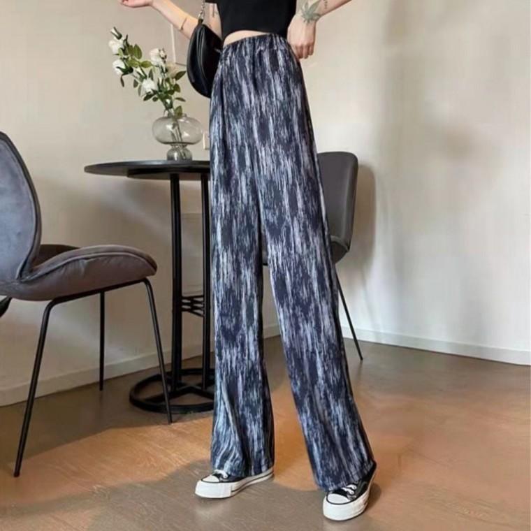여자 편한 와이드 밴딩 통바지 여름 아이스 패턴 바지