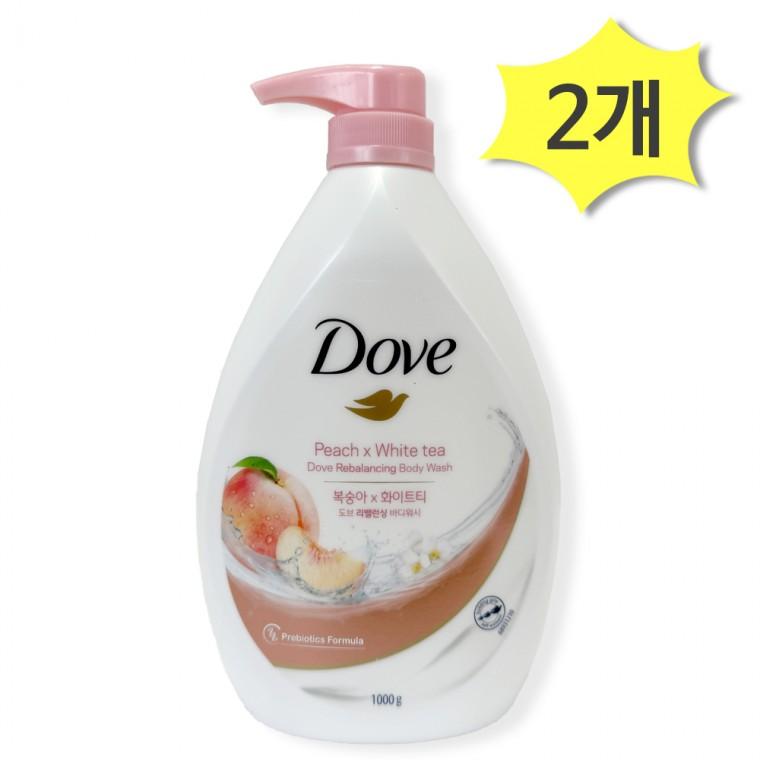 도브 화이트피치 리밸런싱 바디워시 대용량 1000ml x 2개 복숭아향 저자극